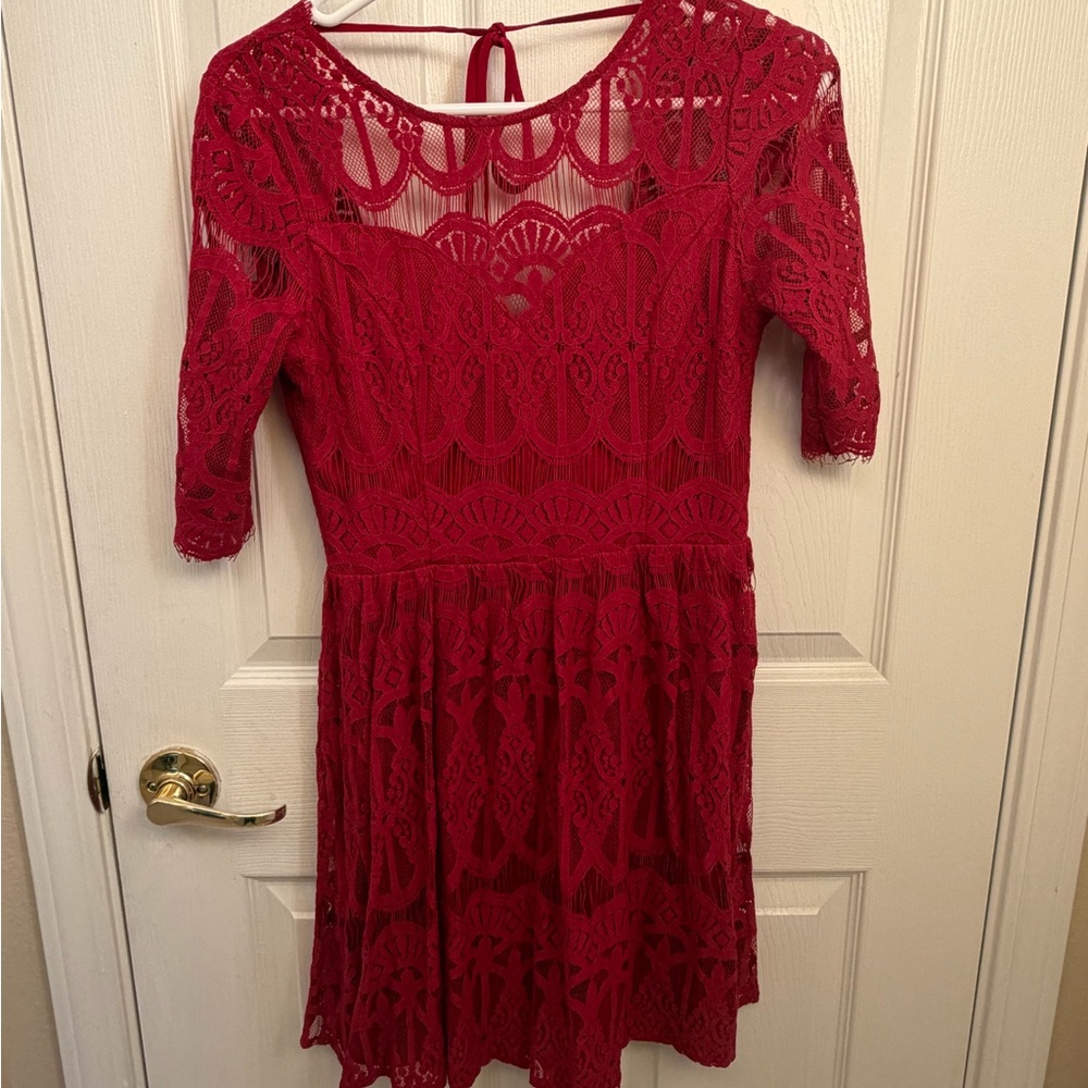 Elegant Red Lace Dress